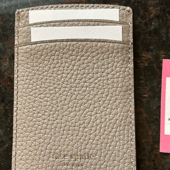Kate Spade Gray Card Holder with Metallic Logo - Picture 3 of 4